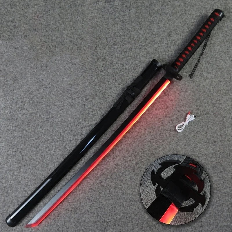 Katana Ichigo com LED – Espada Bleach Cosplay Luminosa Anime PVC Colecionável Decorativo | Bankai Boss