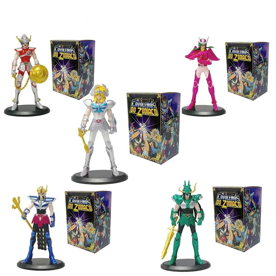 Action Figures Cavaleiros do Zodíaco 19cm – Seiya, Ikki, Hyoga e Shiryu Armadura PVC Colecionável | Saint Seiya | Bankai Boss
