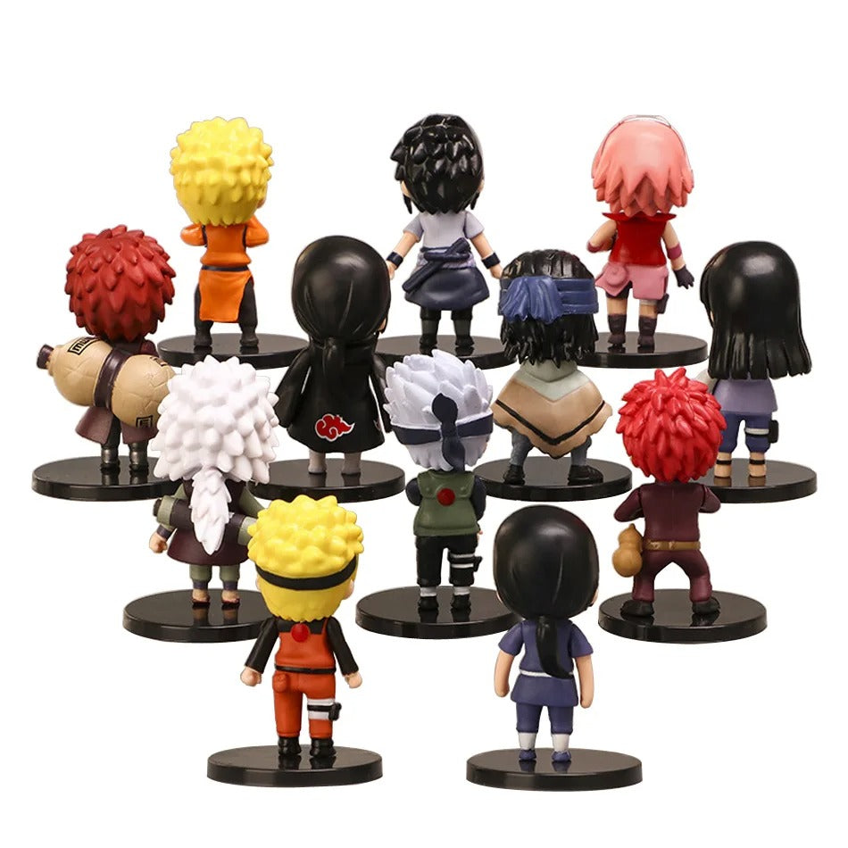 Kit 12 Action Figures Naruto Shippuden 10cm – Hinata, Sasuke, Itachi, Kakashi, Gaara e + PVC Colecionável Anime | Bankai Boss