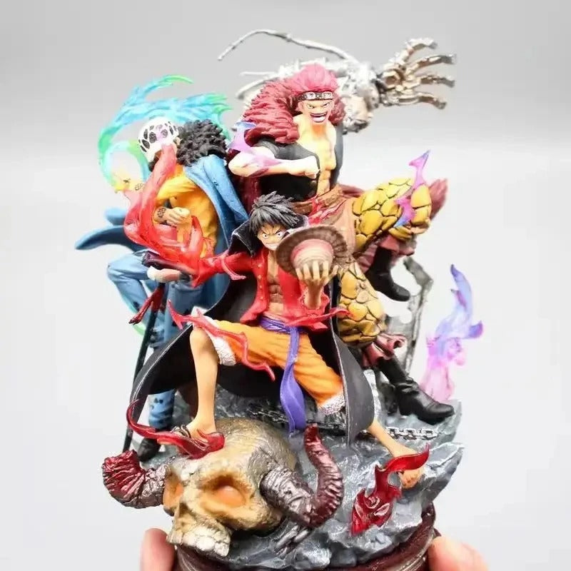 Action Figures One Piece 22cm – Luffy, Trafalgar Law e Eustass Kid PVC Colecionável Anime | Bankai Boss