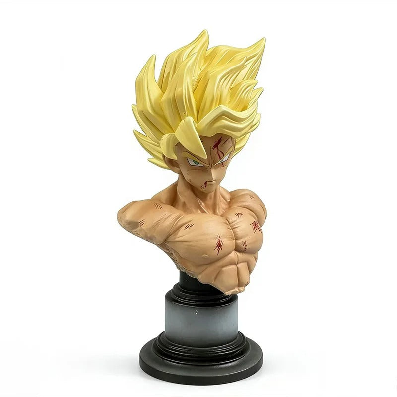 Action Figure Goku Super Saiyajin 34cm com LED e Cabeças Intercambiáveis – Dragon Ball Z Estátua PVC Premium | Bankai Boss