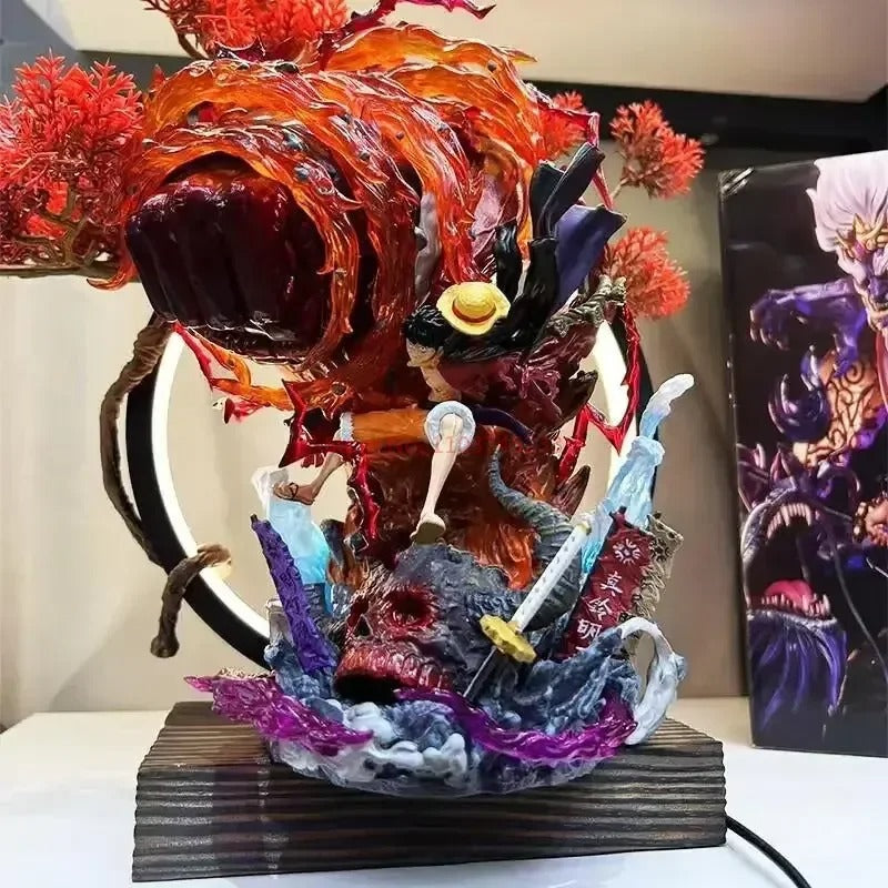 Action Figure Luffy Gear 3 com LED 23cm – Estátua PVC One Piece GK Vermelho Colecionável Premium | Bankai Boss