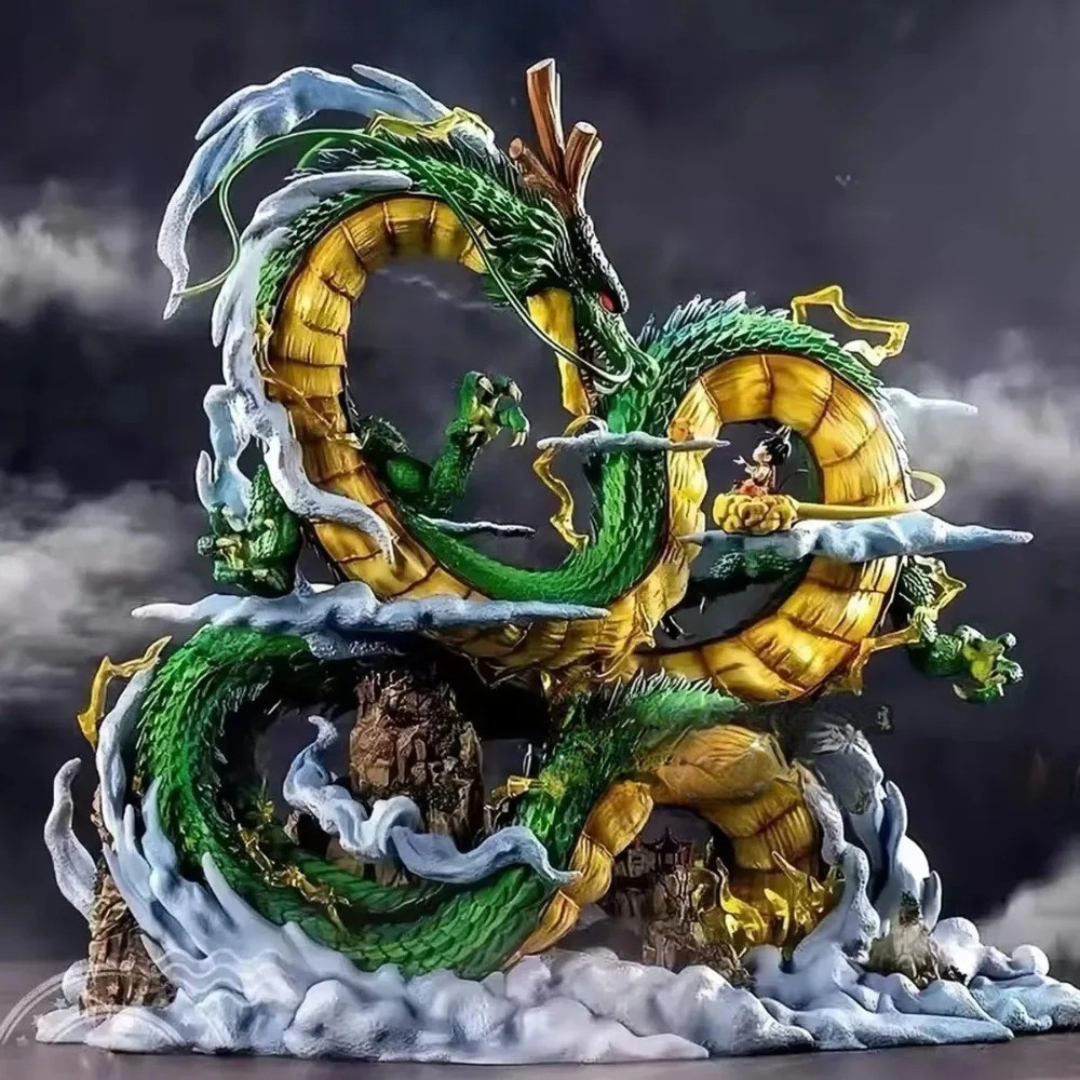 Action Figure Shenlong com Goku 23cm – Dragon Ball Z Estátua PVC Anime Colecionável Premium | Bankai Boss