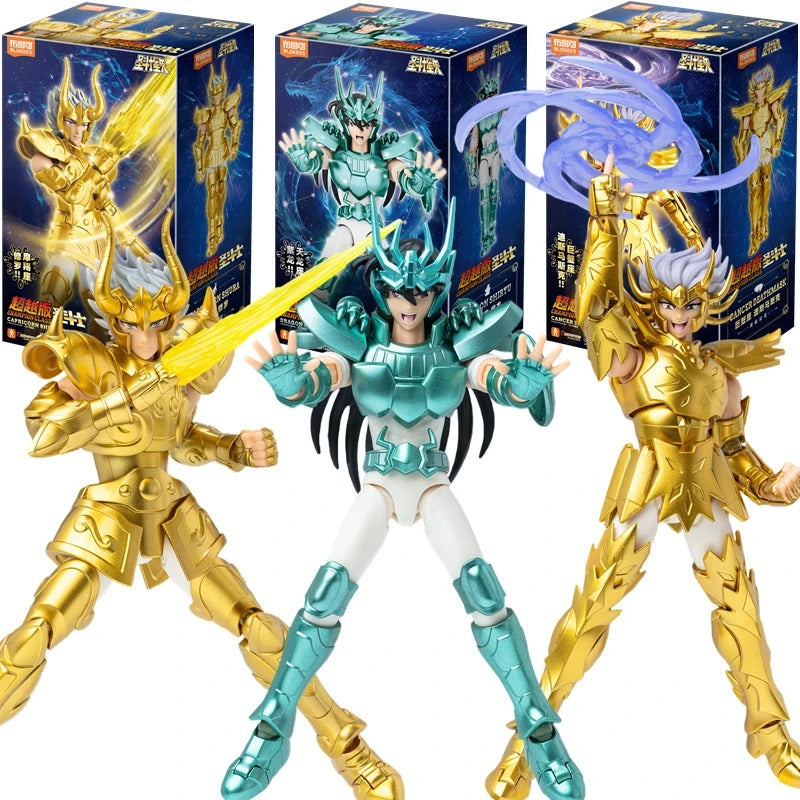 Action Figures Saint Seiya Gold Class – Shiryu de Dragão, Shura de Capricórnio e Máscara da Morte 20cm PVC Colecionável | Bankai Boss