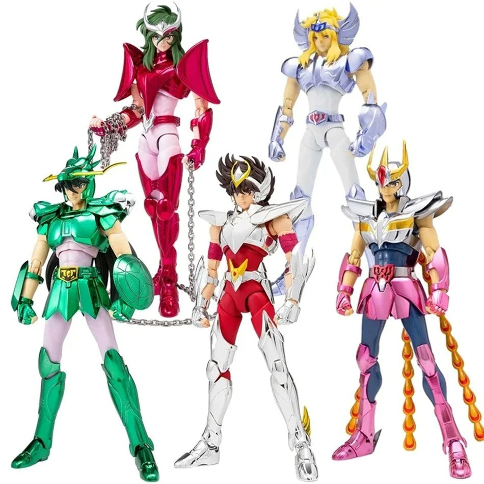 Action Figures Cavaleiros do Zodíaco 19cm – Seiya, Ikki, Hyoga e Shiryu Armadura PVC Colecionável | Saint Seiya | Bankai Boss