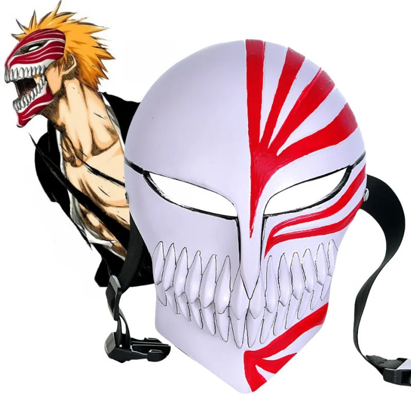 Máscara Ichigo Hollow Bleach – Cosplay Resina Premium Alta Qualidade Halloween Anime | Bankai Boss