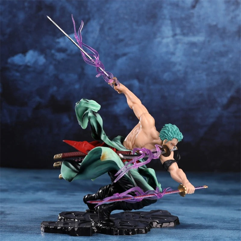 Action Figure Zoro Santoryu 10cm – Roronoa Zoro Três Espadas PVC One Piece Colecionável Anime | Bankai Boss