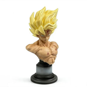 Action Figure Goku Super Saiyajin 34cm com LED e Cabeças Intercambiáveis – Dragon Ball Z Estátua PVC Premium | Bankai Boss