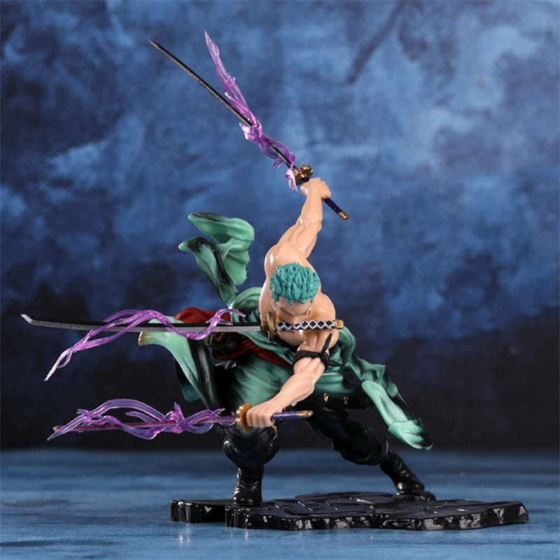 Action Figure Zoro Santoryu 10cm – Roronoa Zoro Três Espadas PVC One Piece Colecionável Anime | Bankai Boss