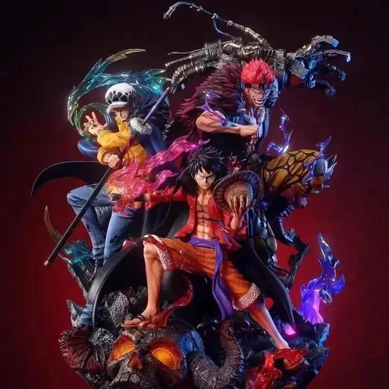 Action Figures One Piece 22cm – Luffy, Trafalgar Law e Eustass Kid PVC Colecionável Anime | Bankai Boss