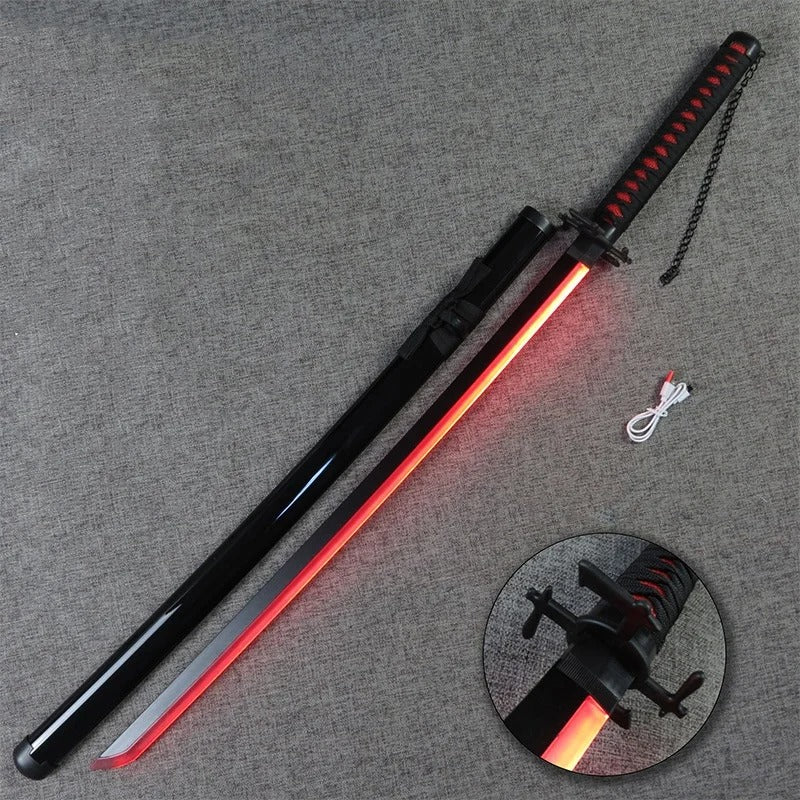 Katana Ichigo com LED – Espada Bleach Cosplay Luminosa Anime PVC Colecionável Decorativo | Bankai Boss